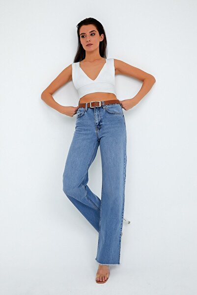 cracpot Mavi Wide Leg Pantolon