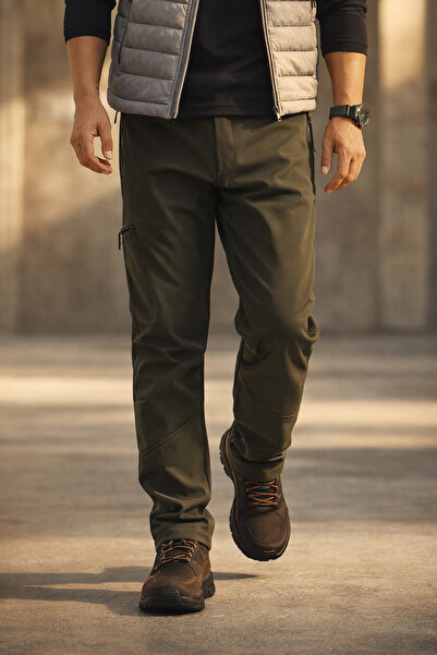 Souris Ανδρικό Χακί Winter Fleece Εσωτερικό Αδιάβροχο Αντιανεμικό Παντελόνι S...