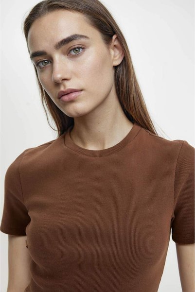 DeFacto Coool Bodycon Body Hugging Crew Neck Ribbed Camisole Short Sleeve Mini Dress C1503Ax24Sp