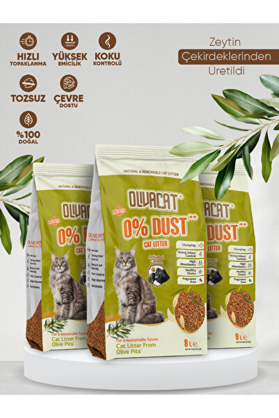 Olivacat Zeytin Çekirdeğinden Üretilen Aktif Karbonlu Tozsuz Doğal Kedi Kumu ...
