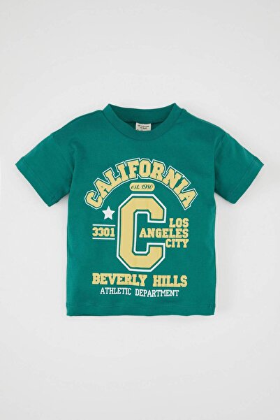 DeFacto Bisiklet Yaka Baskılı Kısa Kollu Tişört Erkek Bebek D3867A524SM