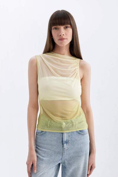 DeFacto Slim Fit Decorated Collar Tulle Casual Tank Top C9322Ax24Sm