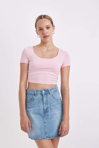 DeFacto Tricou de bază cu mânecă scurtă, cu decolteu în U, C6102AX24SM