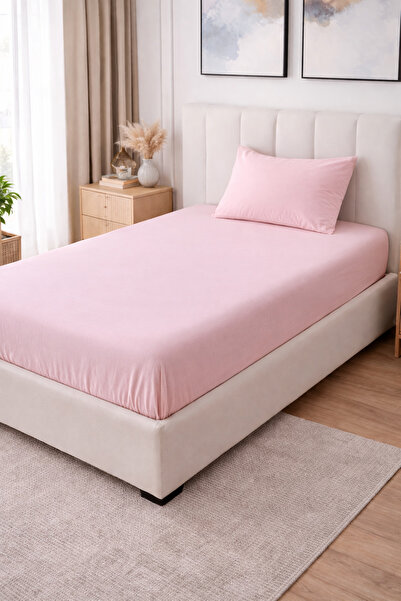 Madame Home Μονό ροζ σετ σεντόνια ελαστικά 90x190 εκ. + 20 εκ. ύψος 100% βαμβάκι