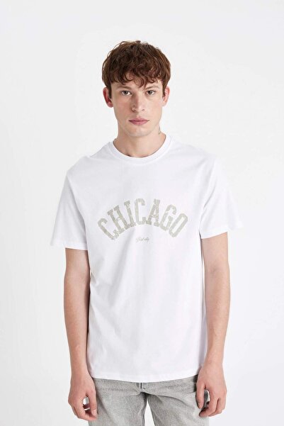 DeFacto Μπλουζάκι με κοντό μανίκι Regular Fit Crew Neck με τύπωμα D4768AX24SM