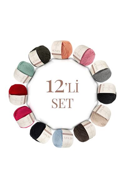 SENSY Преміум 12 штук 50 г Baby Cotton Amigurumi Ve Punch Ipi 12'li Set4