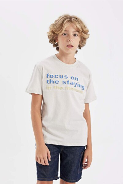 DeFacto Bedrucktes Kurzarm-T-Shirt mit Rundhalsausschnitt für Jungen D2223A824HS