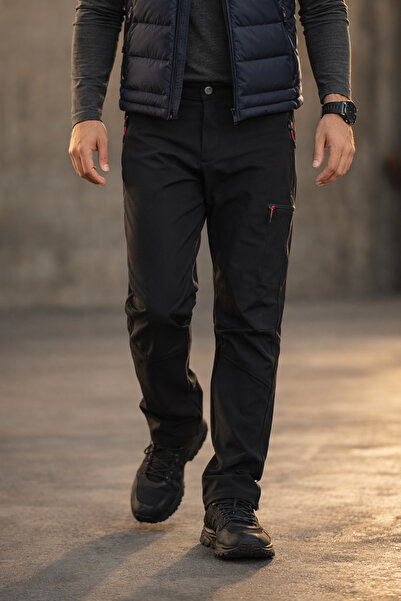 Souris Erkek Siyah Kışlık Içi Polar Su Itici Rüzgar Geçirmez Outdoor Softshel...