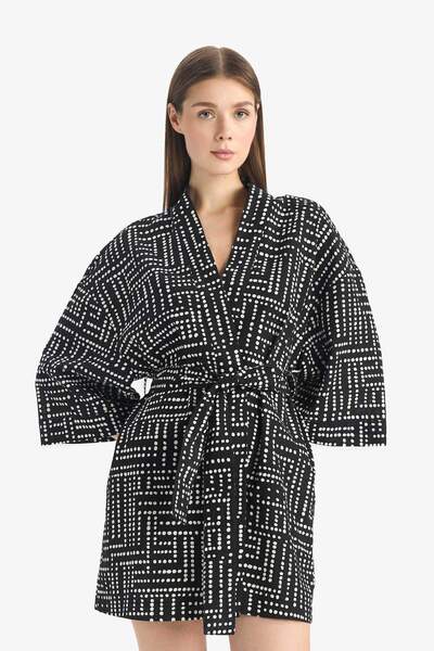 DeFacto Patterned Cotton Kimono-Fall in Love D0453Ax24Sm