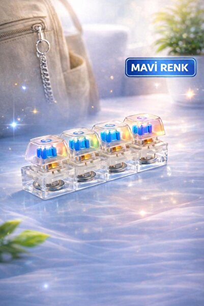 ZİVENTA Şeffaf/Mavi Işıklı Stres Klavyesi Click Sesli Fidget Oyuncak RGB Tuşl...