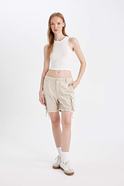 DeFacto Regular Fit Normal Waist Short Leg Gabardine Shorts D1006Ax24Sm