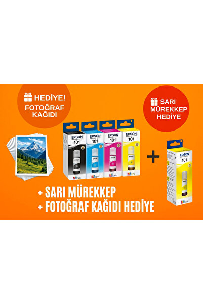 EPSON 101 Ecotank L6270 Orjinal Mürekkep Seti + 1 Sarı Hediye 14u376