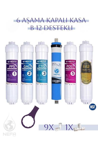 Nefa Tüm Kapalı Kasalara Uyumlu Ph8 - B 12 Filtre Destekli 6'LI Filtre Seti