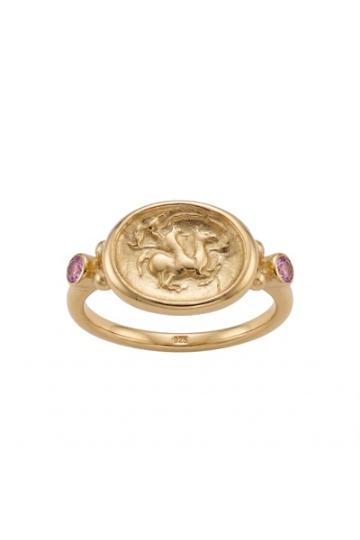 makeitbylove Sultan Pembe Topaz paralı Sarı Altın Yüzük, Huzur Sembolü - El Y...
