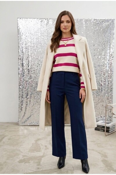 ankadikis CROP ÇİZGİLİ OVERSİZE KAZAK