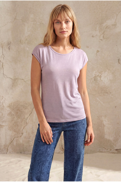 WESTMARK LONDON Svetlo roza pamučna ženska majica kratkih rukava sa okruglim ...