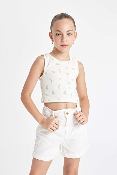 DeFacto Hawaii-Print-Unterhemd mit Rundhalsausschnitt für Mädchen D0876A824HS