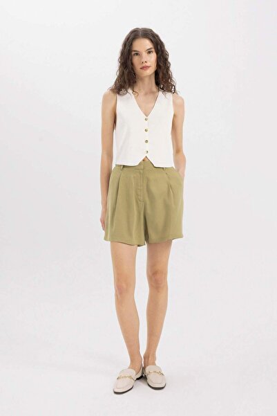 DeFacto Κοντό σορτς ποδιών από λινό ανάμεικτο ψηλόμεσο - C3829AX24HS