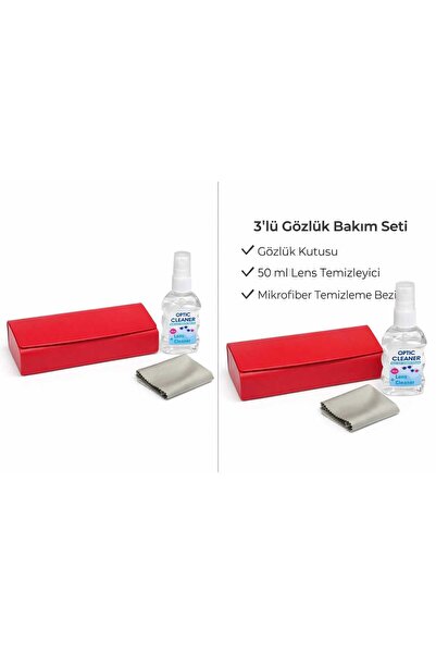 ModaTüm Suni Deri Sert Gözlük Kabı, Gözlük Silme Bezi ve Losyon Hediyeli
