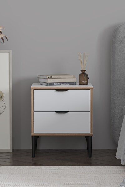 SARMOBİ Arden 2 Çekmeceli Komodin 45x52x40 cm Beyaz – Modern Tasarım