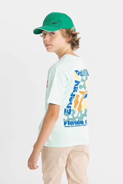 DeFacto Tricou cu mânecă scurtă, cu imprimeu pe spate, pentru băieți C4661A824HS