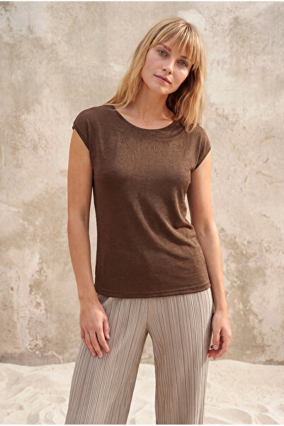 WESTMARK LONDON Brown Crew Neck Cotton Women's Short Sleeve T-Shirt Betty O-N...