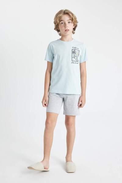 DeFacto Set pijamale băieți cu imprimeu cu mâneci scurte Top pantaloni scurți...