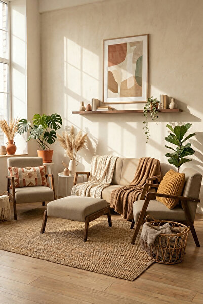 Zem Pavia Çay Seti Ceviz Ahşap,Sütlü kahve(1 ADET IKİLİ BERJER 2 ADET TEKLİ B...