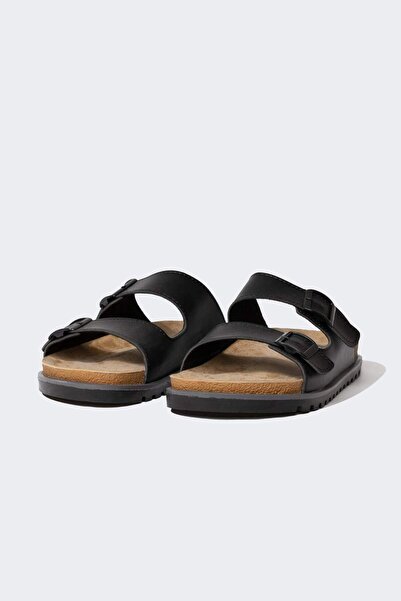 DeFacto High Sole Double Banded Men's Faux Leather Slippers - C3048AX24HS