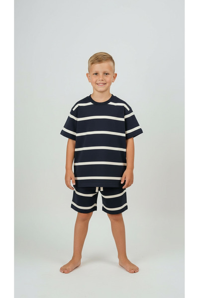 Generic Brand Stripe Detailed Shorts Suit