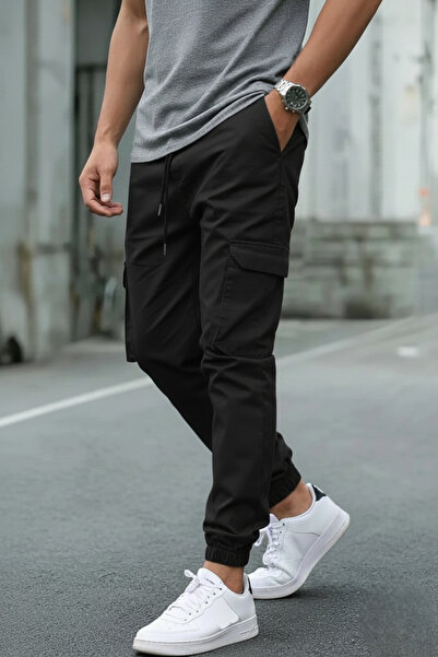 SERAZAT Ανδρικό παντελόνι Cargo με τσέπες, από βαμβάκι Lycra, με ελαστικά τελ...