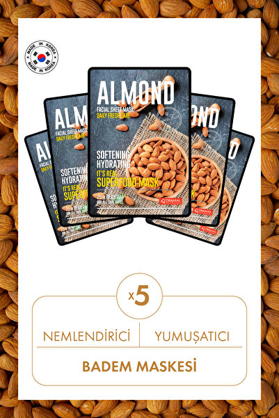 Dermal 5 قطع من قناع الوجه باللوز سوبر فود I مرطب وملطف