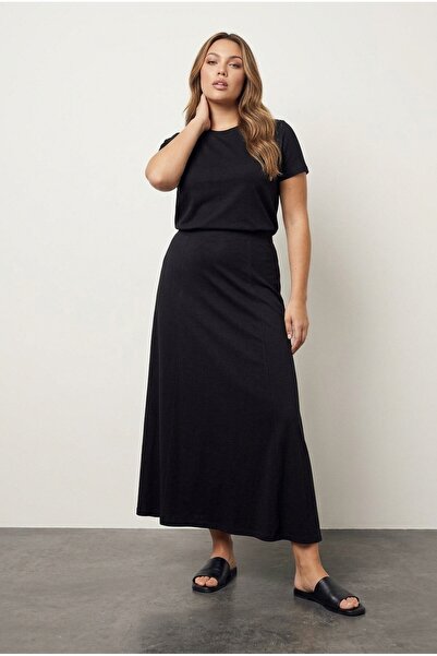 Stil Diva Plus Size Lycra Long Skirt with Pockets 194938