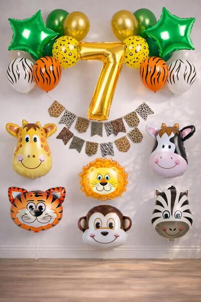 Patladı Gitti Safari Concept 7 Years Birthday Party Celebration Set; Number &...