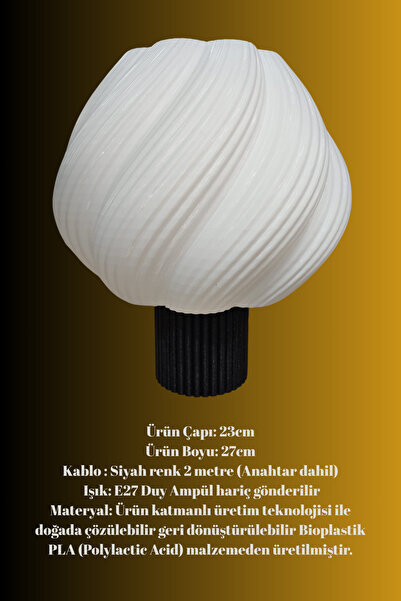 decory Creamy Modern Dokulu Abajur Tasarım Pinterest Tarzı Abajur (Bioplastik)