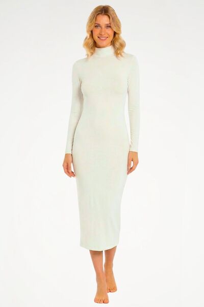 Newteam Kadın Bambu Uzun Kol Balıkçı Yaka Uzun İçlik Elbise - Nefes alabilen ...