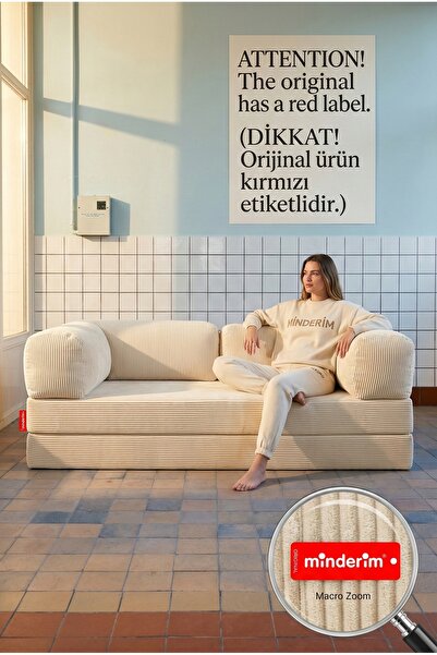 Minderim Eko Kanepe, Fitilli Kadife, Silinir, Yıkanır, Rebonded 50dns, 36h Cm...
