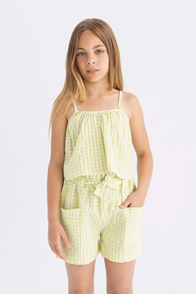 DeFacto Strappy Checkered Blouse for Girls C2301A824Sm