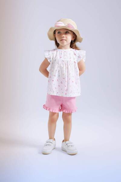 DeFacto Floral Print Short Sleeve Blouse and Shorts for Baby Girls - C4029a524sm