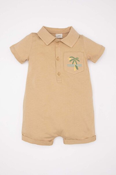 DeFacto Baby Boy Palm Printed Short Sleeve Jumpsuit C5916A524Sm