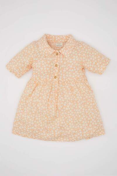 DeFacto Floral Short-Sleeve Crinkle Viscose Dress Baby Girl C4535A524Sm