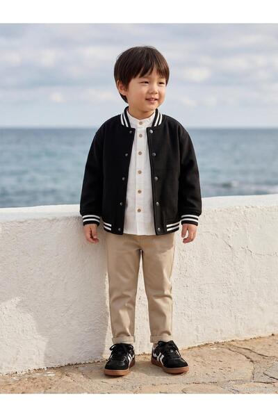Civil Boys Koledž Sa rebrastim detaljima Jakna za 2-5 godina - Crna 4-5 godina