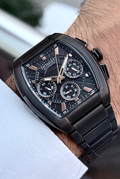 Homies ساعة يد رجالية 3 ايه تي ام مقاوم للماء سوار فولاذي لون اسود WLG281