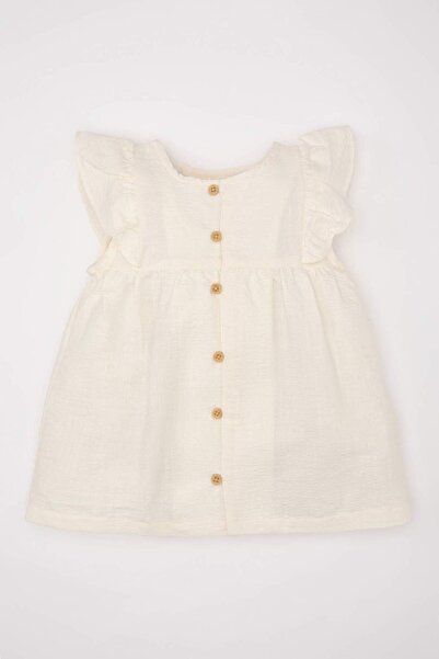 DeFacto Bisiklet Yaka Gofre Dokulu Kısa Kollu Gömlek Kız Bebek C3760A524SM