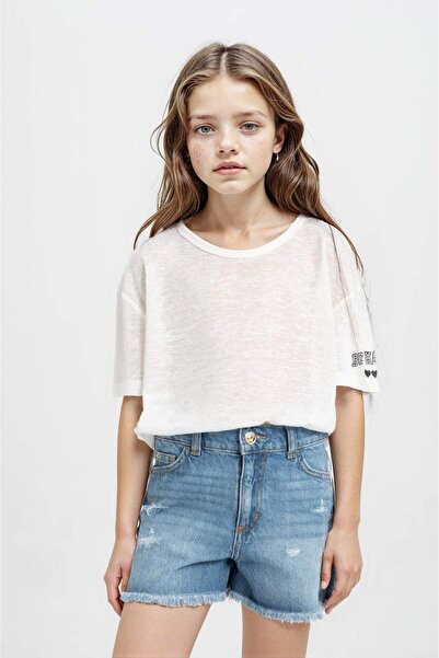 DeFacto Oversize Wide Fit Crew Neck Printed Short Sleeve T-Shirt Girls C4606A...