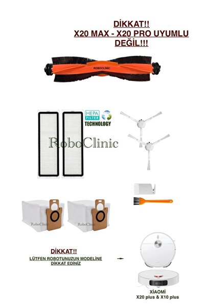 Roboclinic كيس غبار بديل متوافق مع Xiaomi Robot Vacuum X10 Plus X20 Plus، فرش...