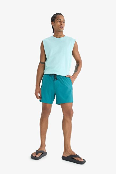 DeFacto Pantaloni scurți de înot pentru sportivi, cu textură elastică și impr...