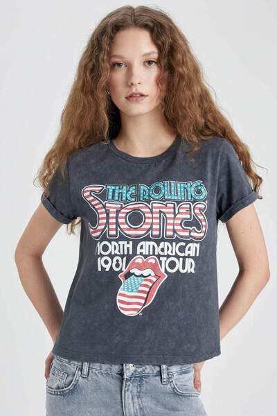 DeFacto Μπλουζάκι με κοντό μανίκι Rolling Stones Regular Fit Crew Neck C4527A...