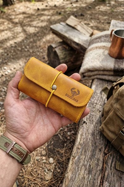 English Leather Cüzdan Tutun Çantası Hakiki Deri Tutun Kesesi Açık Boyut: 13c...