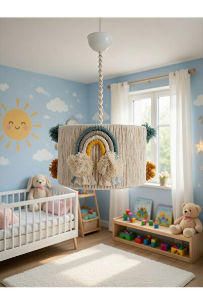 Genel Markalar Renkli Makrome Gökkuşağı Avize, Şık ve Modern Aydınlatma Dekoru